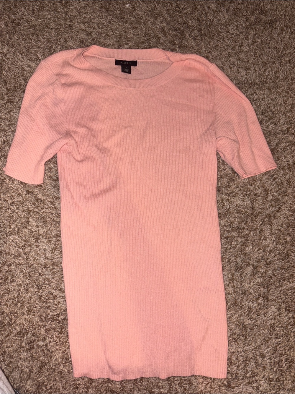 Halogen Light Pink Ribbed Crewneck Shirt